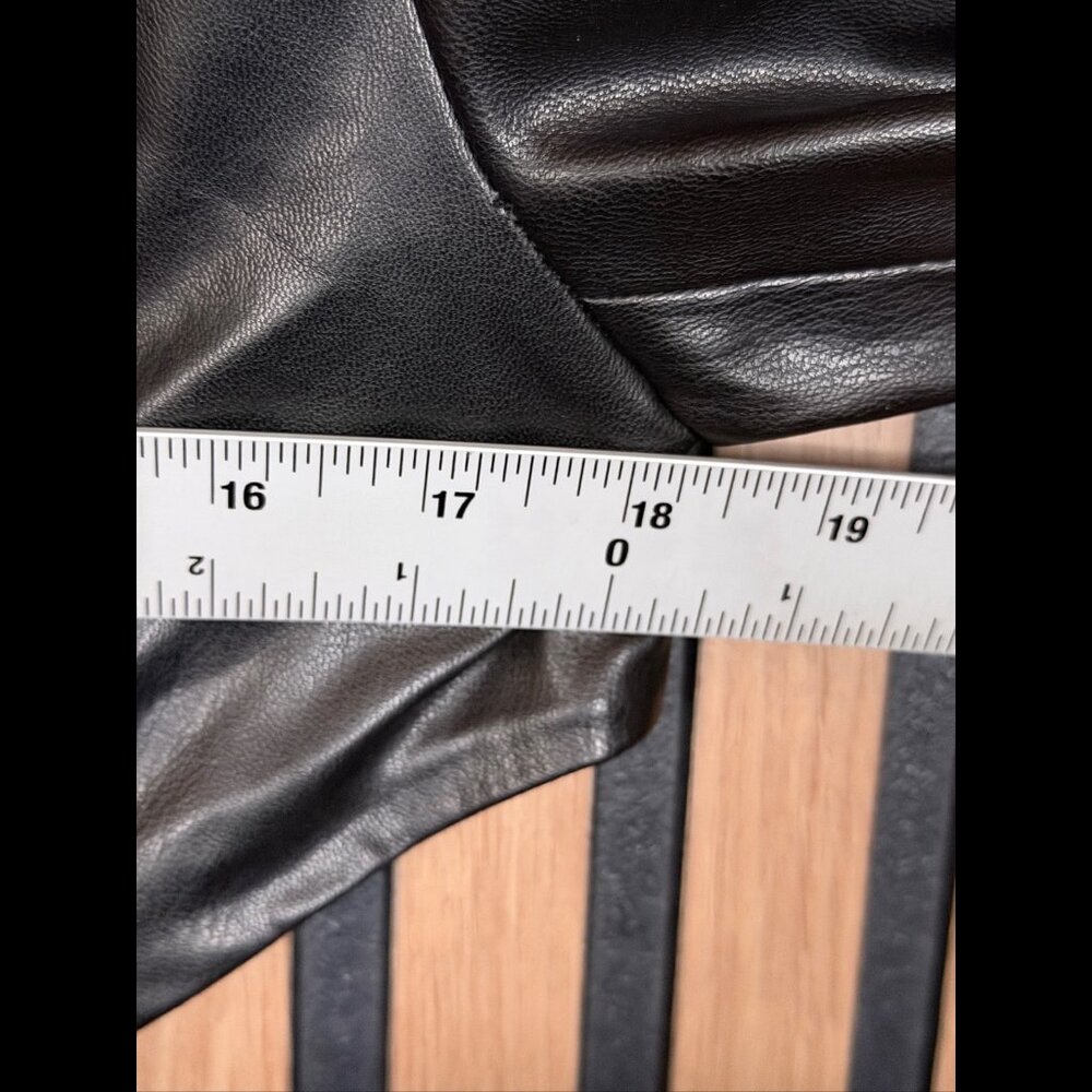New Zara Jacket Large Womens Black Vegan Leather Cut Out Trench Double-Breasted - Picture 4 of 10